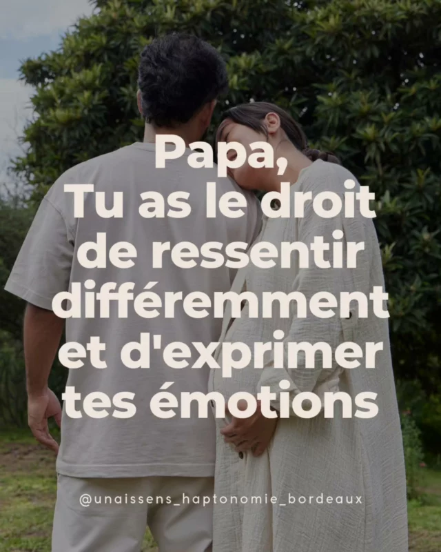 ✨️ À travers mes accompagnements en haptonomie, je reçois des couples, des familles en construction…

Au cœur de ces instants suspendus, je vois, je sens, combien les papas, co-parents portent, eux aussi, leur propre expérience, leurs doutes, leurs peurs, leur joie profonde…

Ils mettent tant d’amour dans leur présence, ils se préparent, ils espèrent — tout en laissant parfois leur propre ressenti, expérience dans l’ombre.

Dans ces séances, ils trouvent un refuge, un espace doux, sécurisant, où ils peuvent se déposer, se laisser traverser par toutes les émotions que la paternité fait naître en eux.

Parce que chaque parent a besoin d’une oreille attentive, d’une main posée sur l’épaule, d’une présence réconfortante… ❤️

En leur donnant la parole, en les laissant exister, ils prennent leur place, ils renforcent le lien avec leur famille, ils se préparent, avec le cœur grand ouvert, à l’aventure de leur vie.

✨️ Bonne fêtes des papas ✨️

#accompagnementpérinatal#haptonomie#papa#coparent#place#partage#confiance#bienveillance#ressentis#émotions